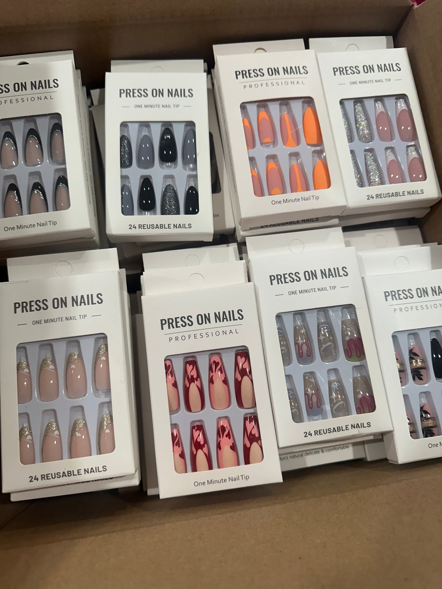 Box of mixed variety press ons